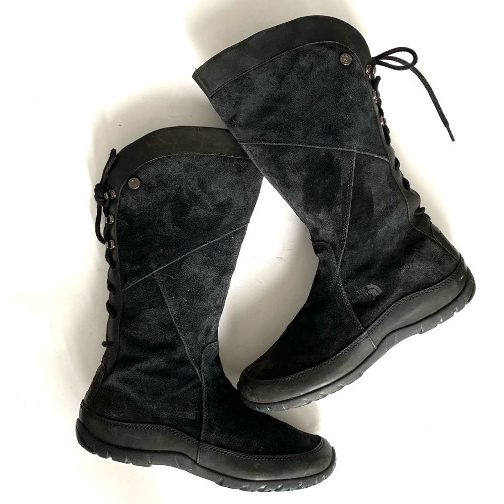 The North Face Black Waterproof Suede Winter Boots Sz 8 Lace-up Non-Slip